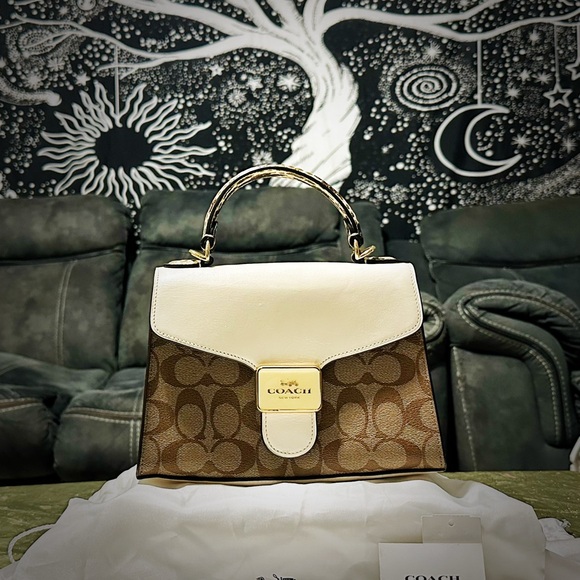 Coach Tan and Cream Women's Satchel - Picture 11 of 17